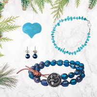 Beach Themed Jewelry Set with a Mermaid Soul Bracelet to Celebrate Free Spirit. Mermaid Soul - Fresh Water Pearl and Leather Wrap Bracelet with Mermaid Button to Celebrate Free Spirit with a Pearl Earring for Feminine Energy.