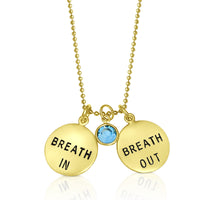 Gold Filled Breath In - Breath Out Pendants on a gold filled bead chain style necklace 