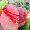 Gold Filled Heart on Red Crystal Wrap Bracelet for Self Love