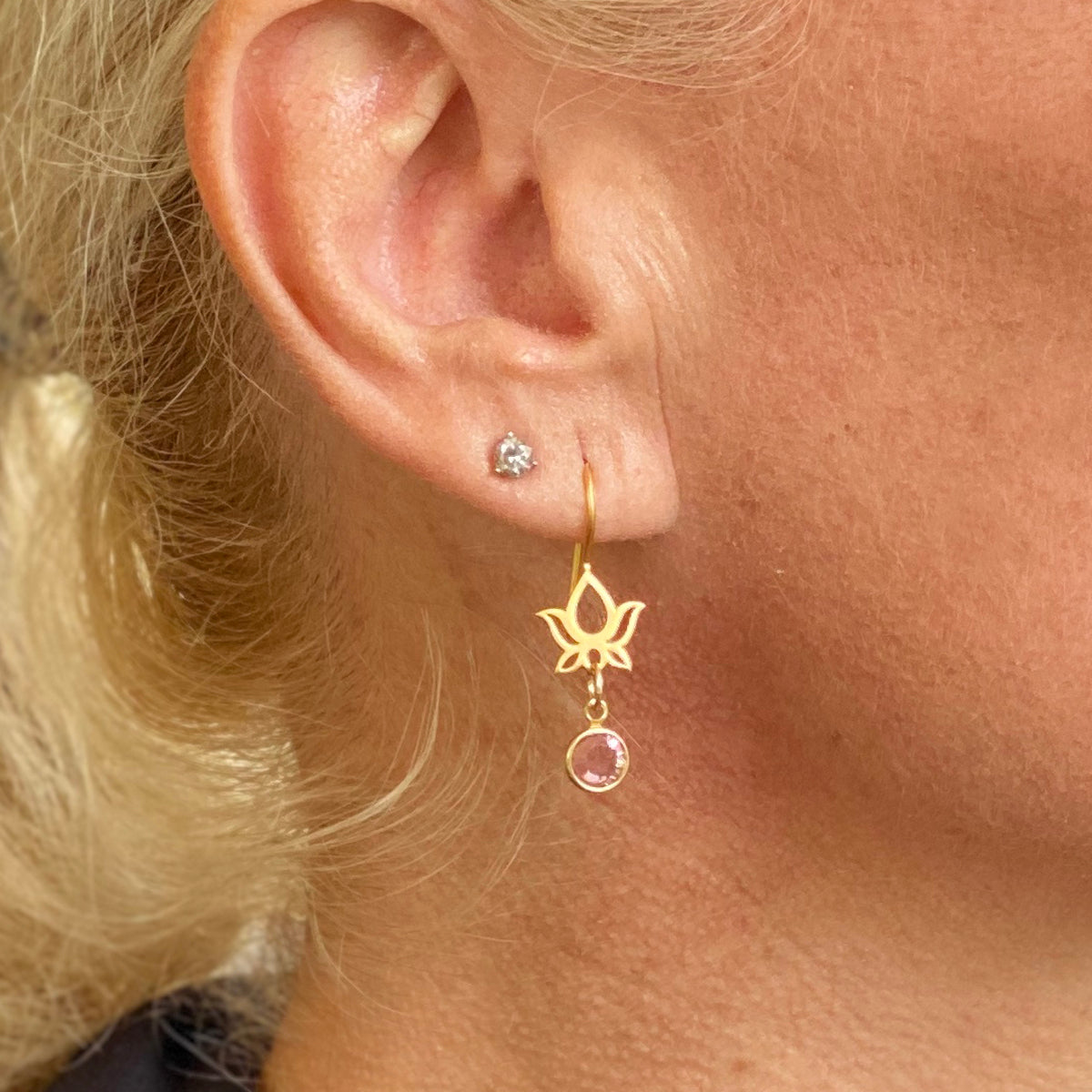 Lotus Flower Earrings with Swarowski Crystal