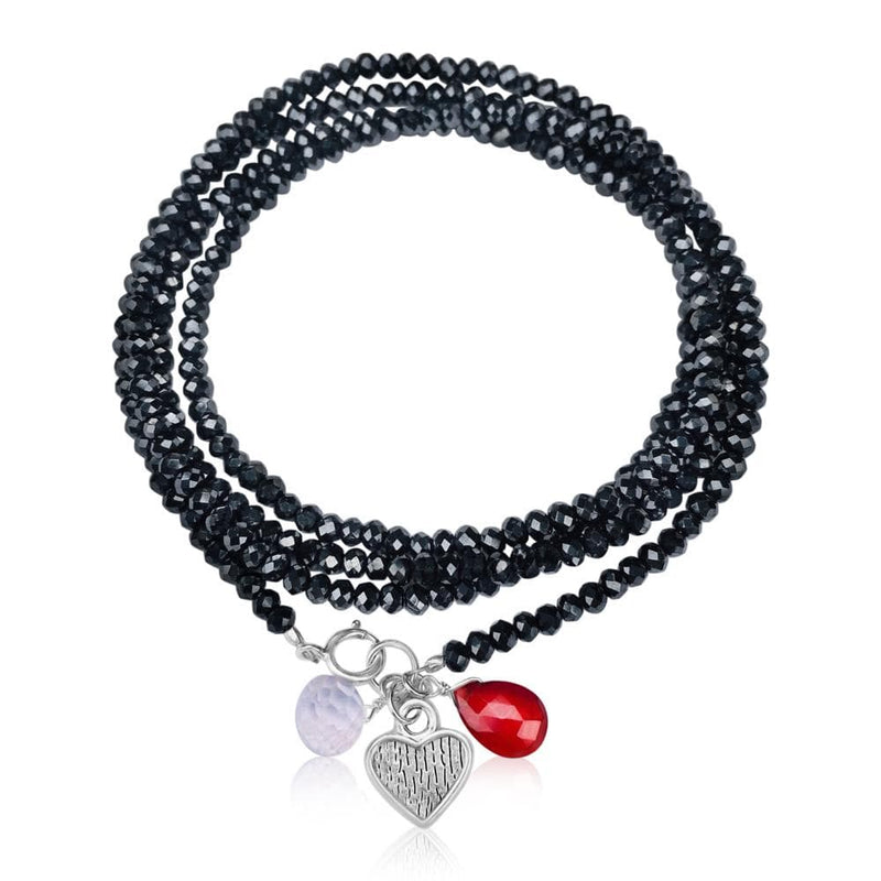 Loving Heart Midnight Dark Crystal Wrap Bracelet