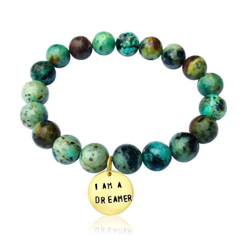 I am a Dreamer - Affirmation Bracelet with African Turquoise