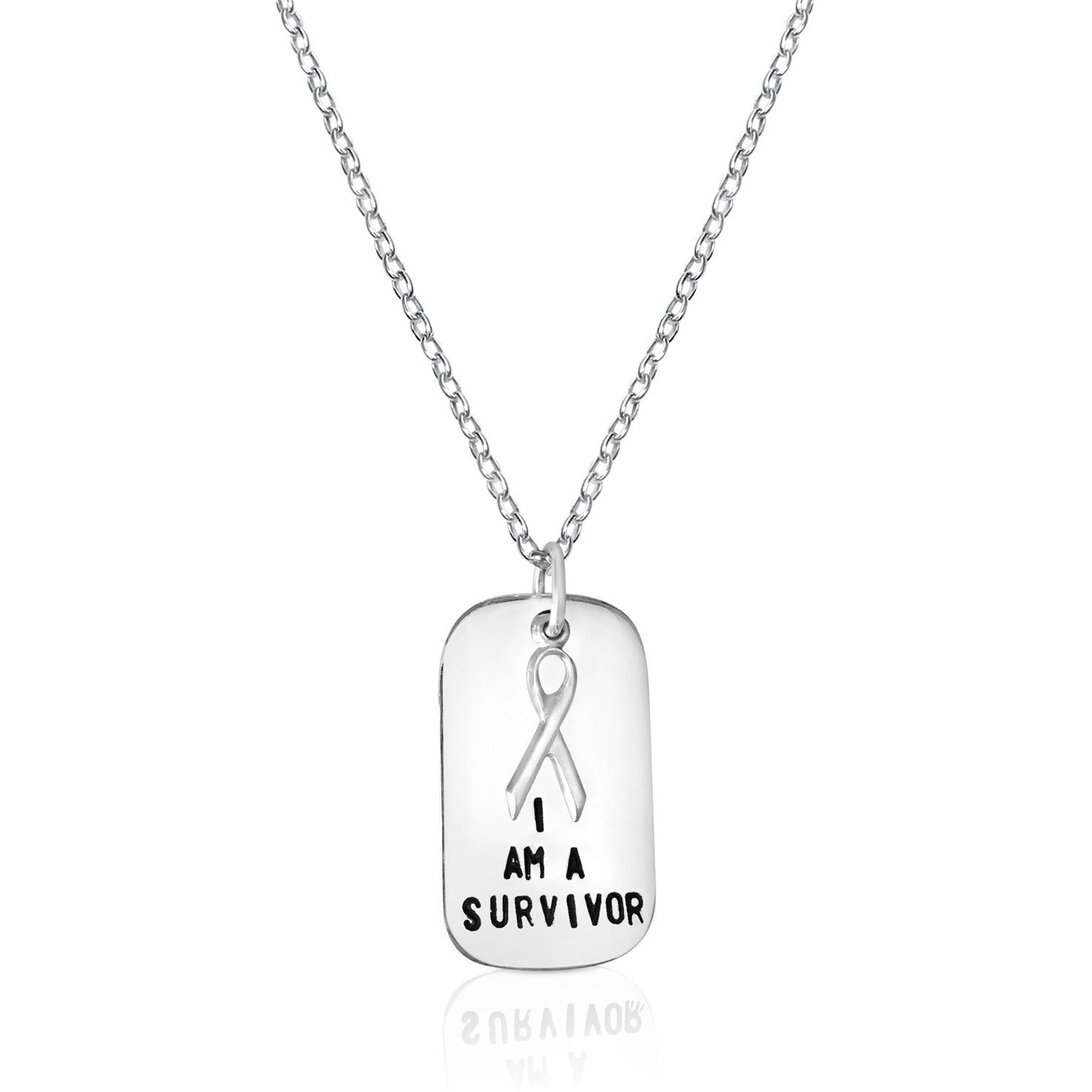 925 Sterling Silver Breast Cancer Survivor Ribbon Necklace for Women,