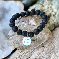 I am Calm Affirmation Bracelet with Lava Stone to Find Serenity