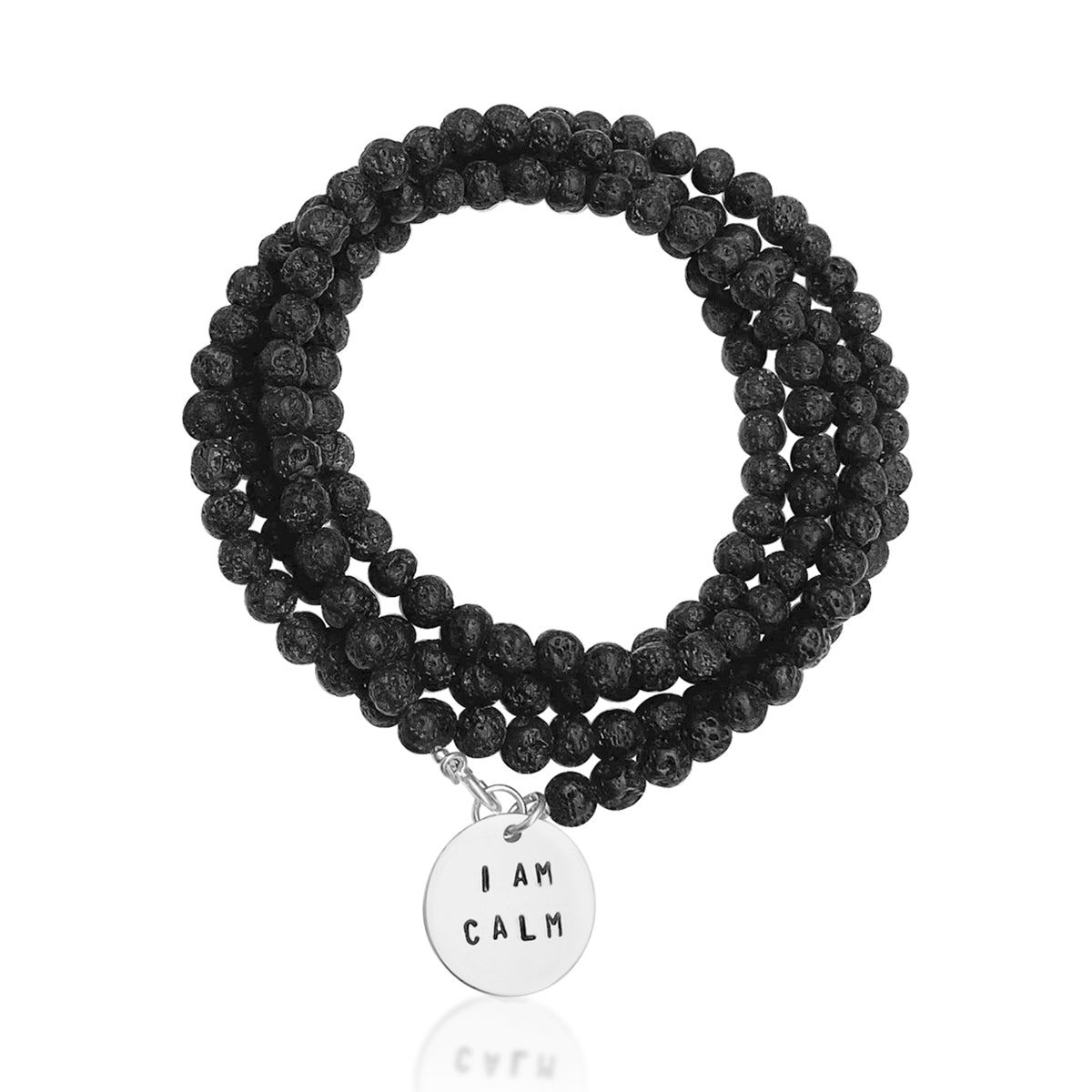 I am Calm Affirmation Bracelet with Lava Stone to Find Serenity.