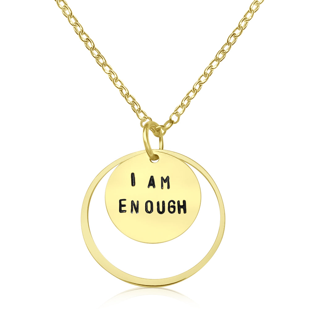 I Am Enough Heart Necklace (Silver and Gold) – CountertopArt