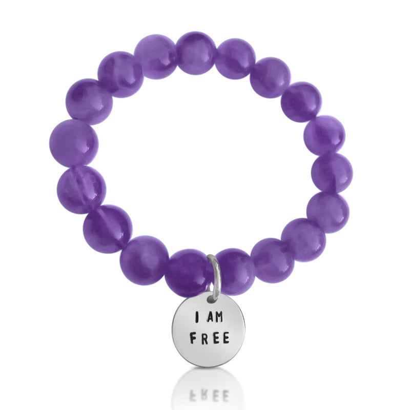 I am Free Affirmation Bracelet with Amethyst to Encourage You to Try New Things
