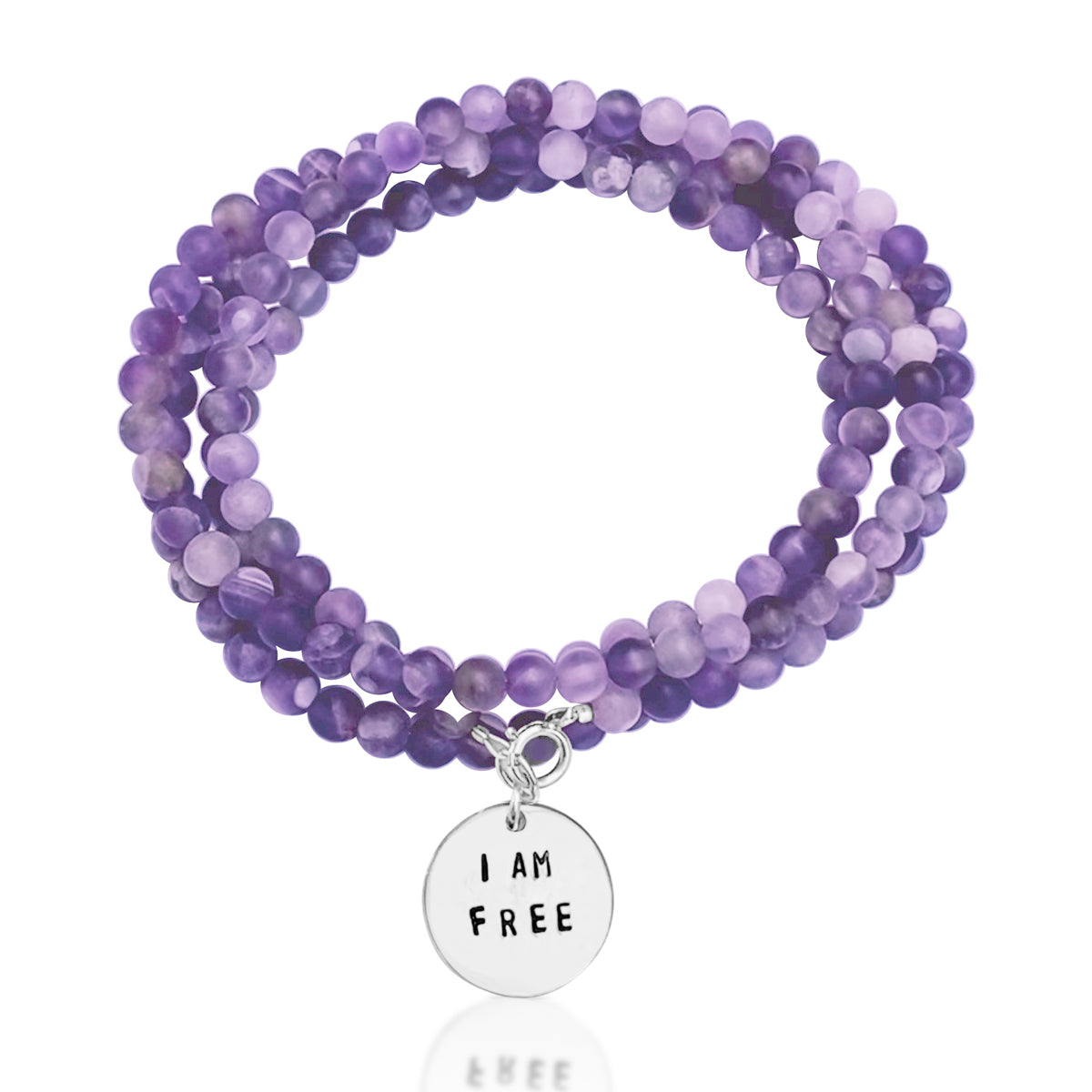 I am Free Affirmation Bracelet with Amethyst to Encourage You to Try New Things