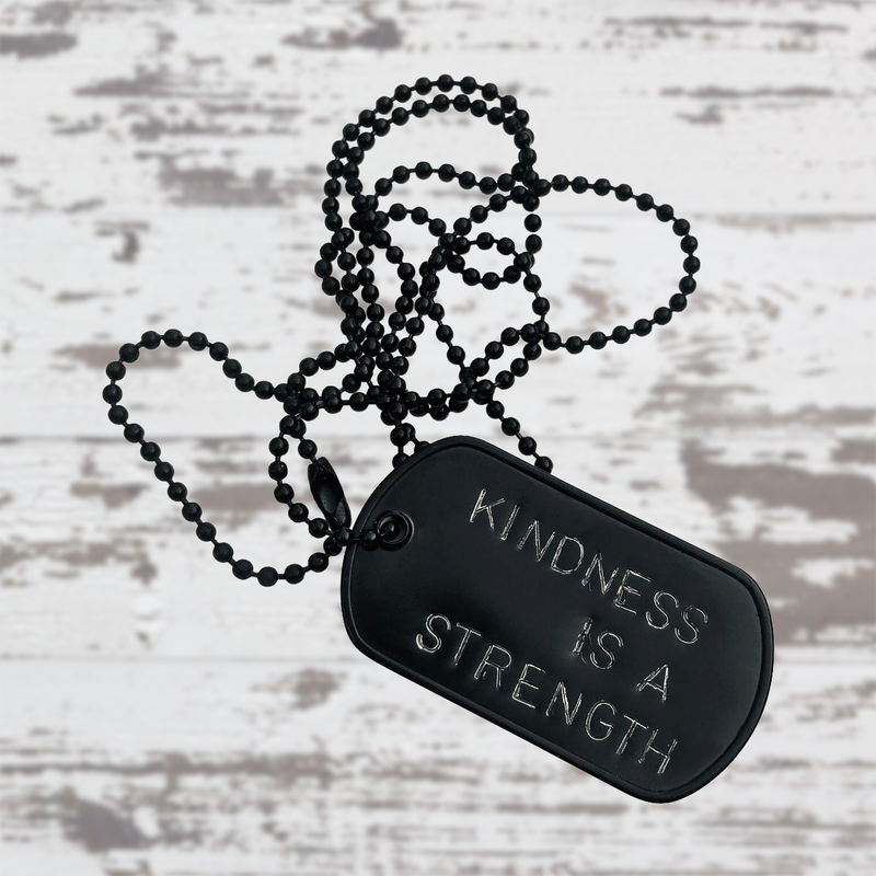  Black Dog Tag Necklace, Kindness Wins Jewelry for Men
