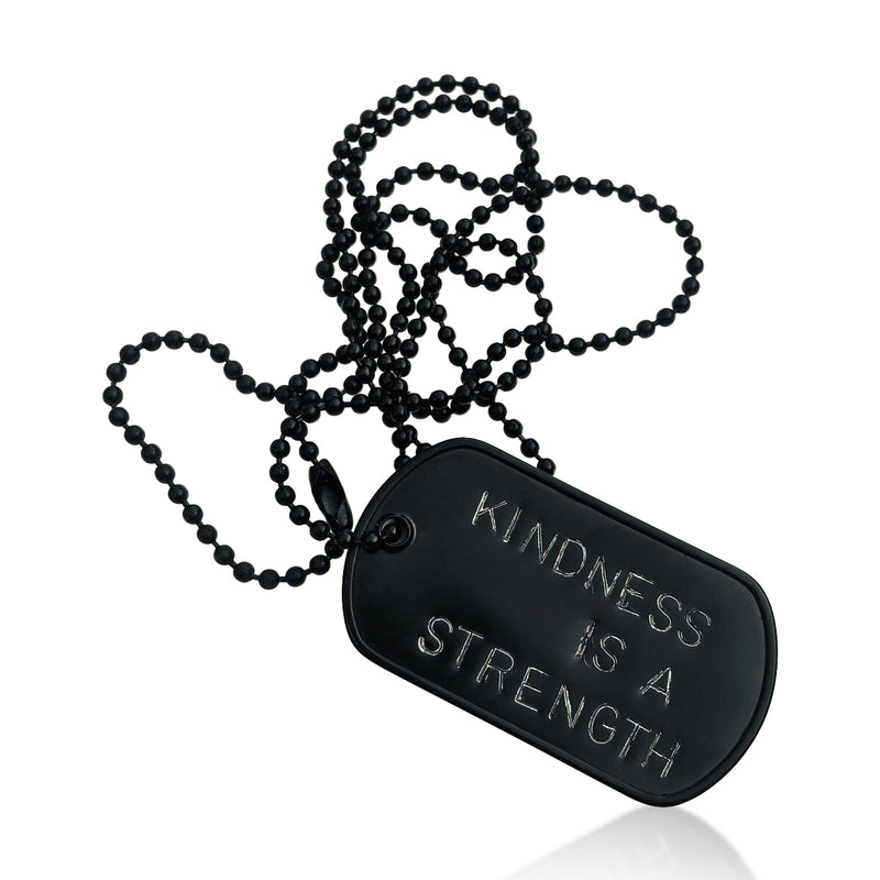 Black Dog Tag Necklace, Kindness Wins Jewelry for Men