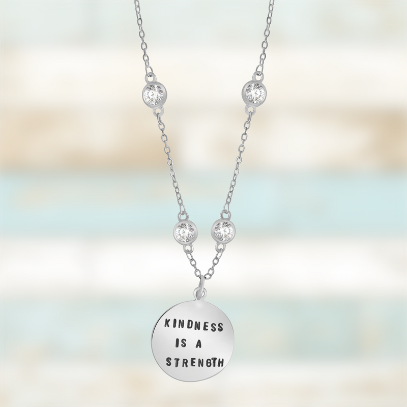Kindness is a Strength Silver Necklace, Kindness Wins Jewelry