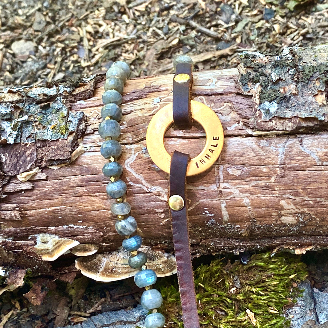 Serenity Necklace: Labradorite for a Positive Change in Your Life with Inhale - Exhale Reminder