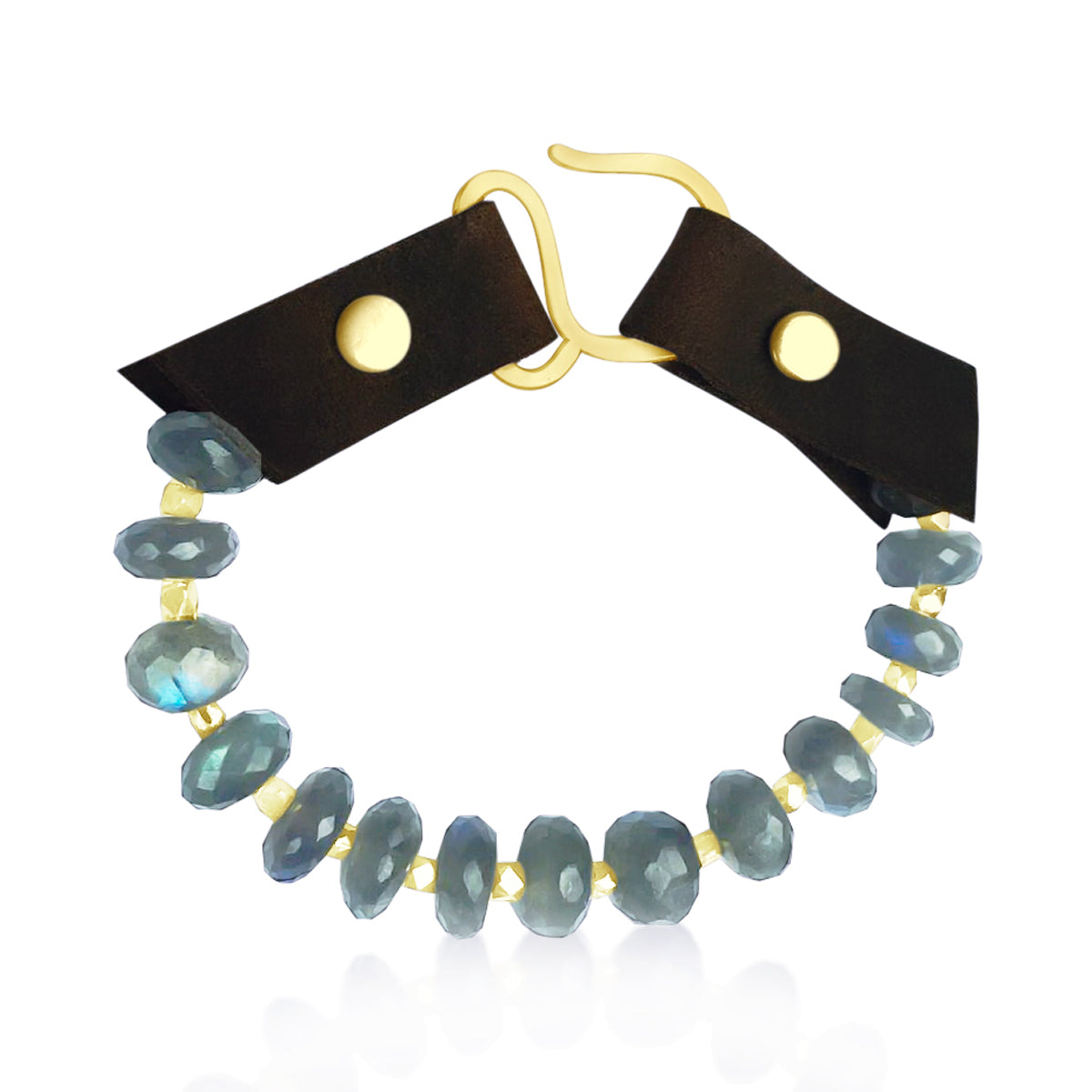 Serenity Statement Jewelry: Labradorite, Leather Prayer Bracelet