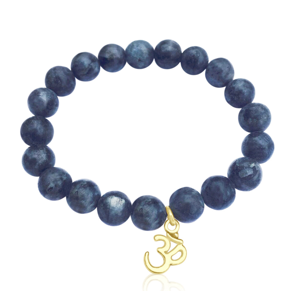 Yoga inspired Labradorite Bracelet with gold filled Ohm charm.