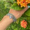Self Expression Wrap Bracelet with Kyanite and Labradorite. Labradorite gemstone contains healing energies that boost ones ability to repel anxiety and depression, and inspire the wearer with a sense of enthusiasm. Kyanite gemstone healing power: it has a calming effect on the whole being, bringing tranquility. 