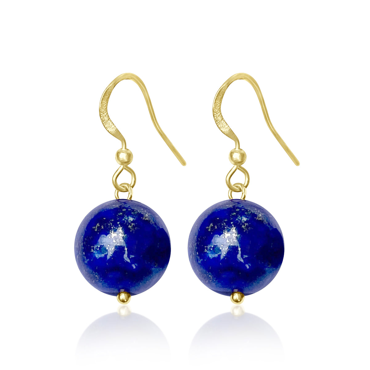 Blue Marble Ocean Blue Gratitude Gold Plated Earrings with Lapis Lazuli Earth Symbol