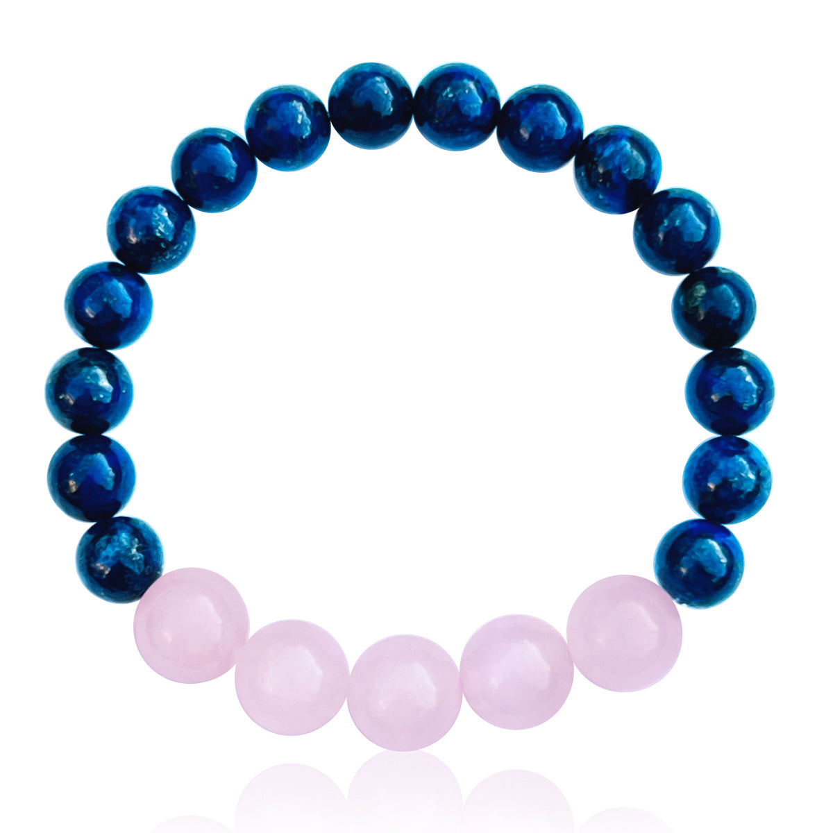 Know Your Self Worth Bracelet with Lapis Lazuli and Rose Quartz. “The way you treat yourself sets the standard for others.” – Sonya Friedman. Lapis Lazuli jewelry is a symbol of truth. Rose quartz calms your nerves and helps with self-love and self-acceptance.