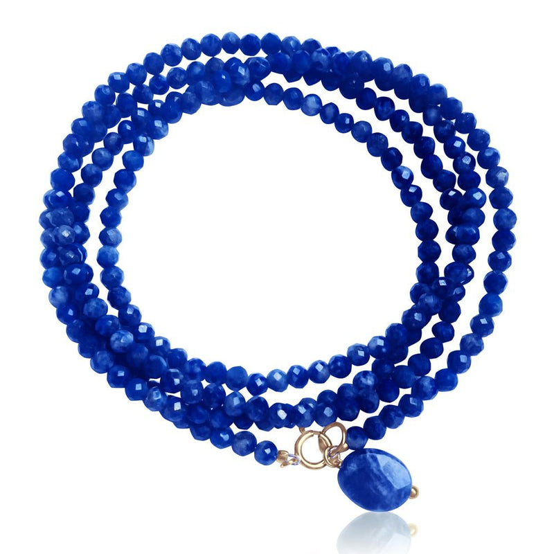 Lapis Lazuli Wrap Bracelet to Bring Self Awareness - Gold