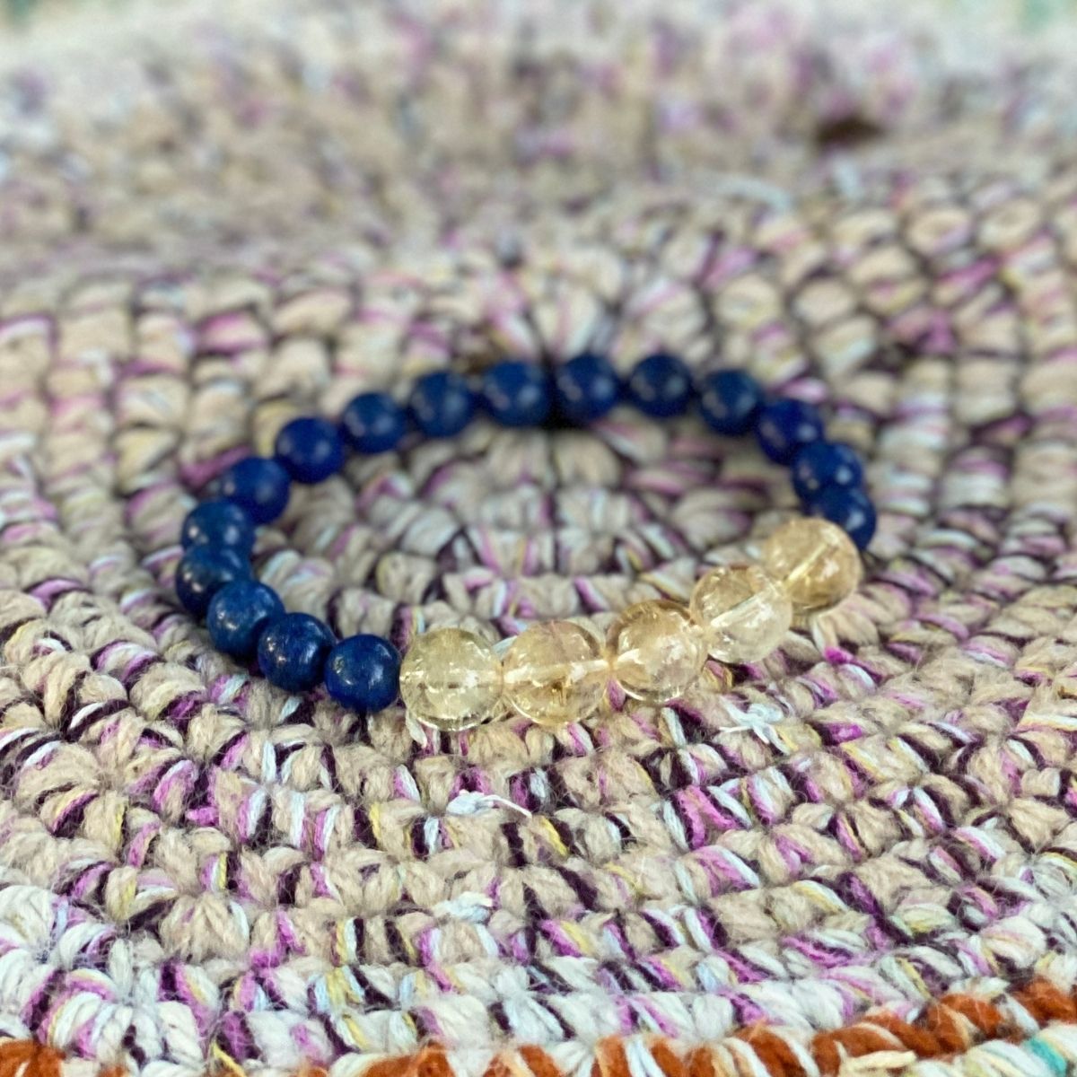 Lapis Lazuli and Citrine Bracelet to bring Self-Awareness. Best crystals for self-awareness.