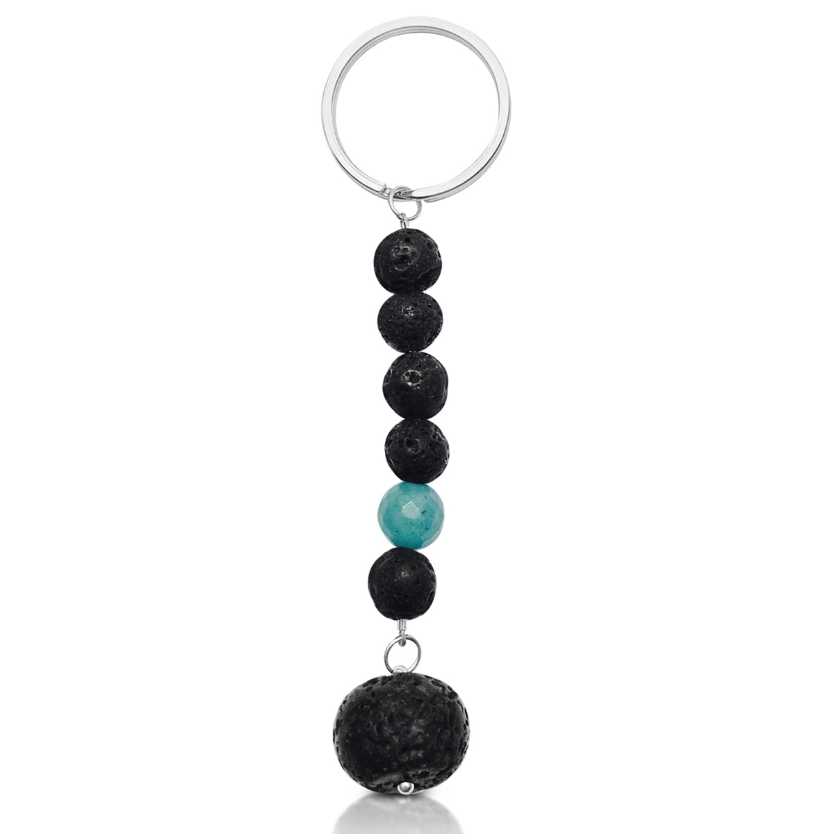 Lava Stone Keychain with Blue Agate for Important Decisions