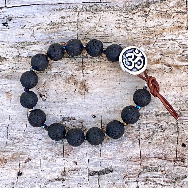 Unisex Lava Bracelet with Ohm to Give Us Strength and Courage