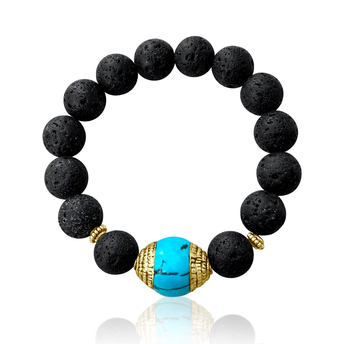 Lava Stone Bracelet with Turquoise for Calming Emotions
