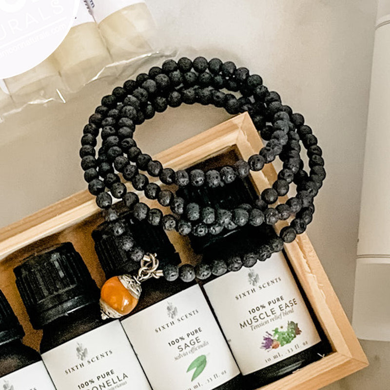 Lava Stone Wrap Bracelet for Aroma Therapy