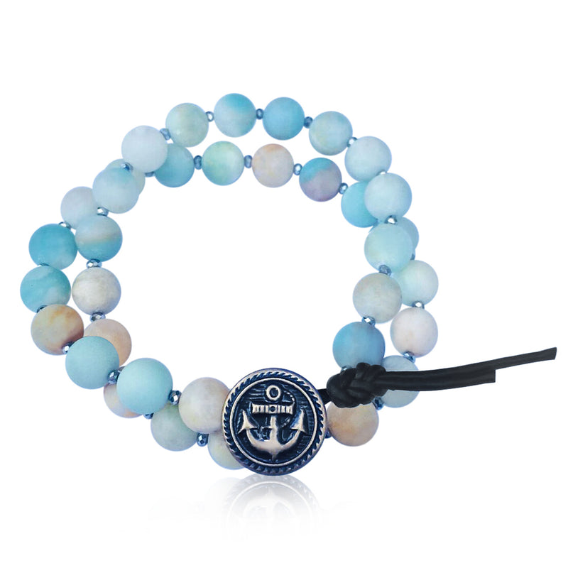 Amazonite Wrap Bracelet with Anchor to Help Keep a Clear Mind