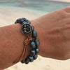 Mermaid Soul - Fresh Water Pearl and Leather Wrap Bracelet with Mermaid Button