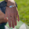 Adjustable Spiritual Leather and Sterling Silver Karma Accelerator Ohm Mani Padme Hum Bracelet to attain Enlightenment.