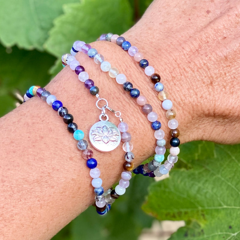 Chakra Wrap Bracelet with Lotus Flower and Gemstones to Release Emotional Baggage