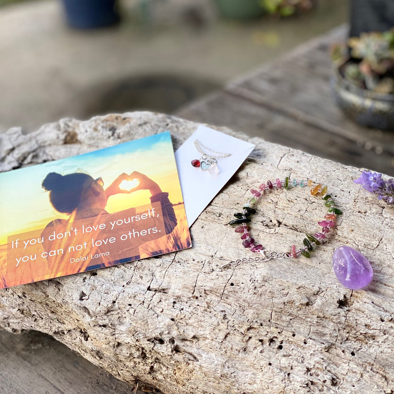 The Compassionate Living subscription box is created to help you live your daily life aligned with Mother Nature and the Universe. February: We are practicing the art of Self-Love