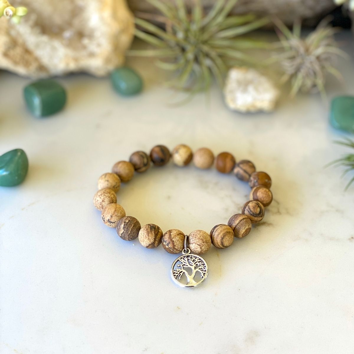 Forgiveness Bracelet with Map Jasper and Grounding Tree of Life