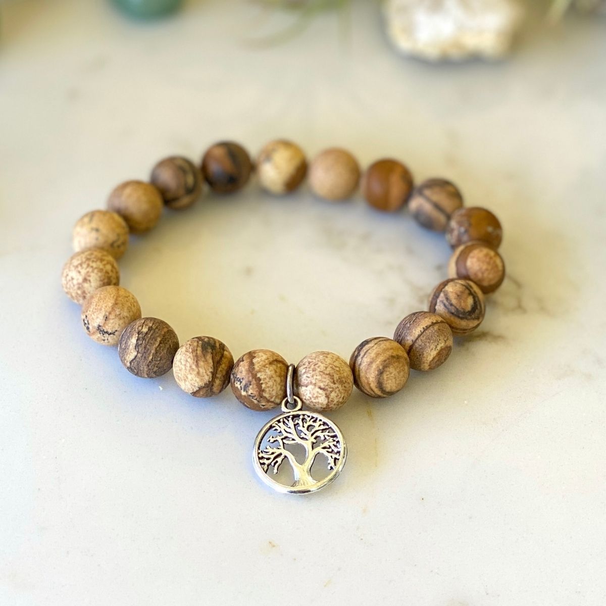 Forgiveness Bracelet with Map Jasper and Grounding Tree of Life