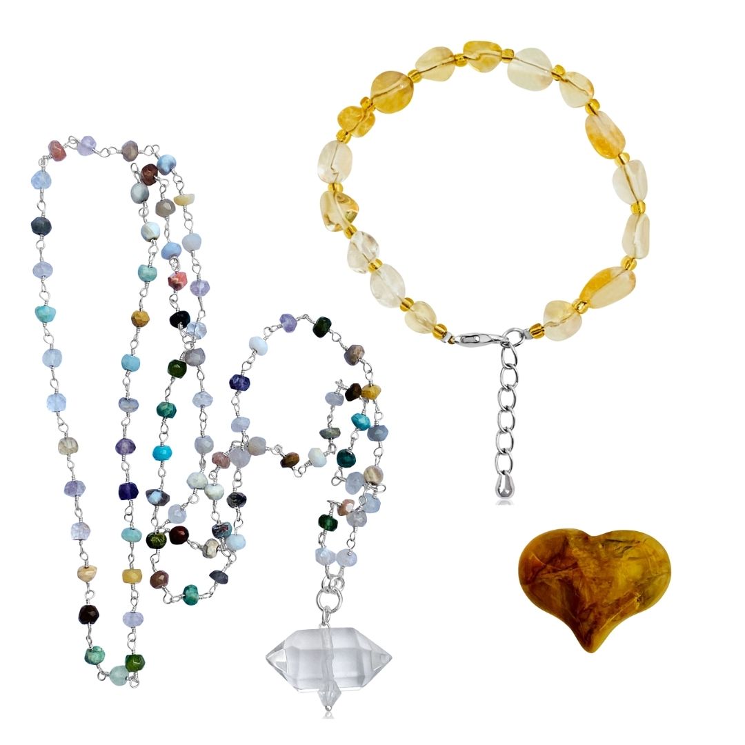 Spiritual Jewelry Set: Mother Earth's Healing Crystals for a Happy Life -  Silver
