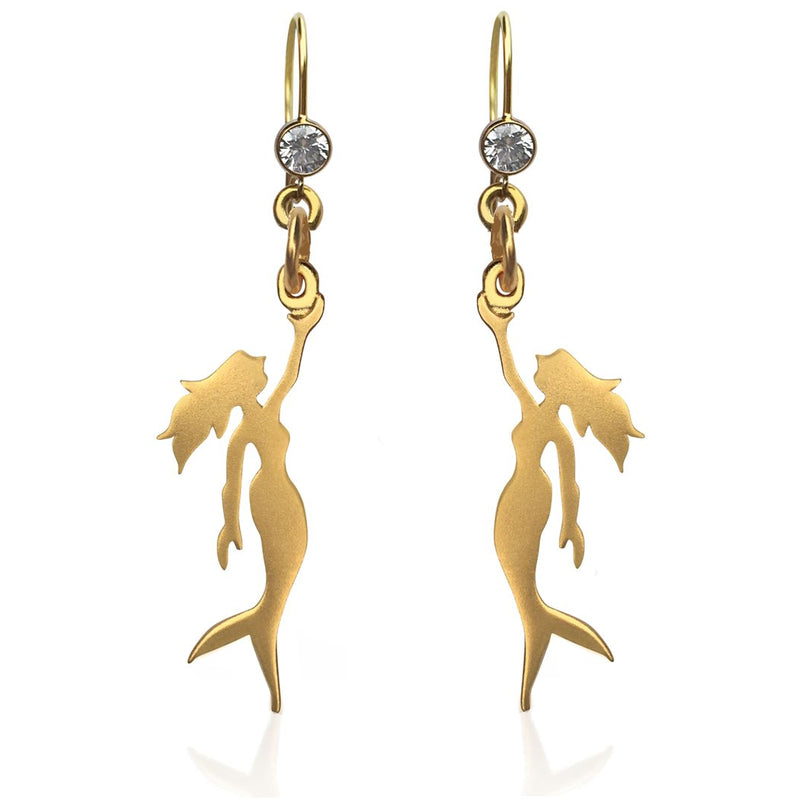 Gold Miss Scuba Mermaid Earring with Crystal
