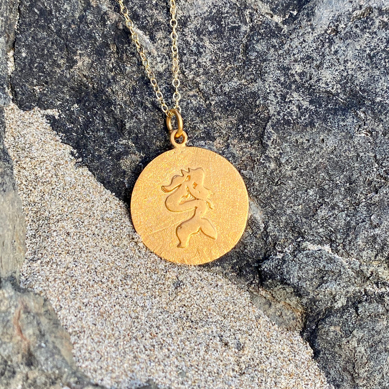 Gold Filled Sitting Mermaid Ocean Inspired Necklace from the Miss Scuba Jewelry Collection