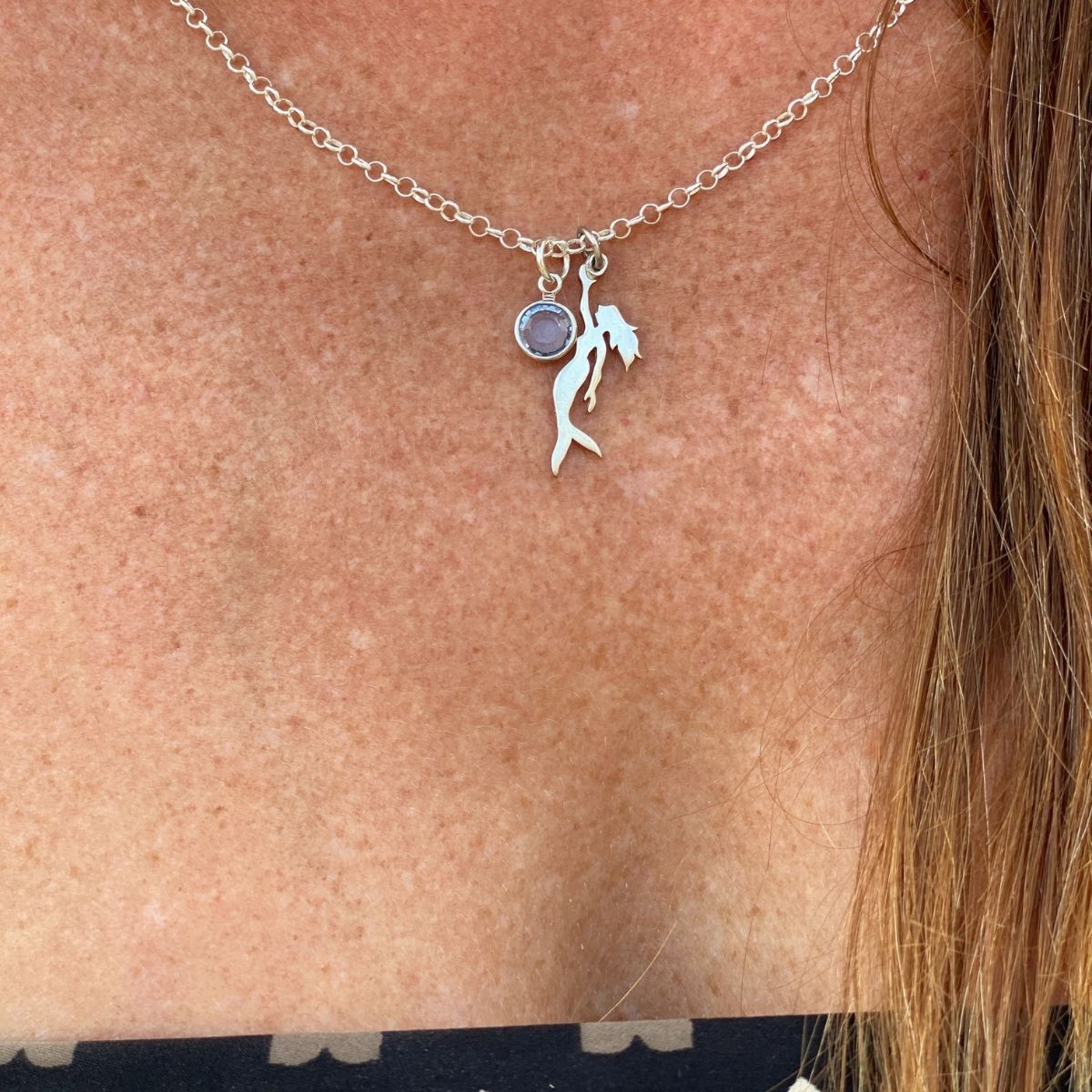 Sterling Silver Miss Scuba Mermaid Necklace with Swarovski Crystal