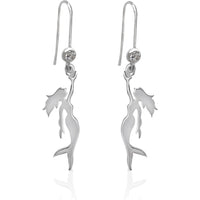 Sterling Silver Miss Scuba Mermaid Earring with Sparkly Crystal