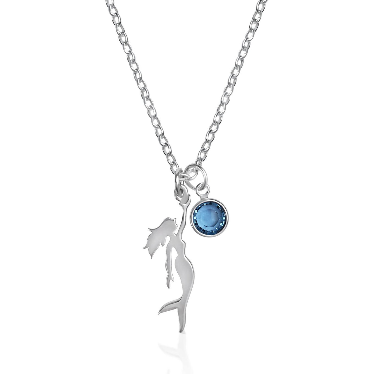 Sterling Silver Miss Scuba Mermaid Necklace with Swarovski Crystal