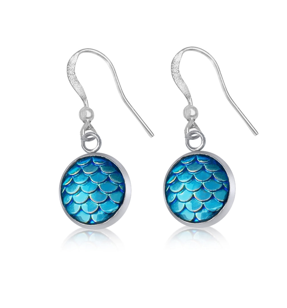 Be a Mermaid and Make Waves - Ocean Lovers Earrings with Fish Scale Druzy Cabochon