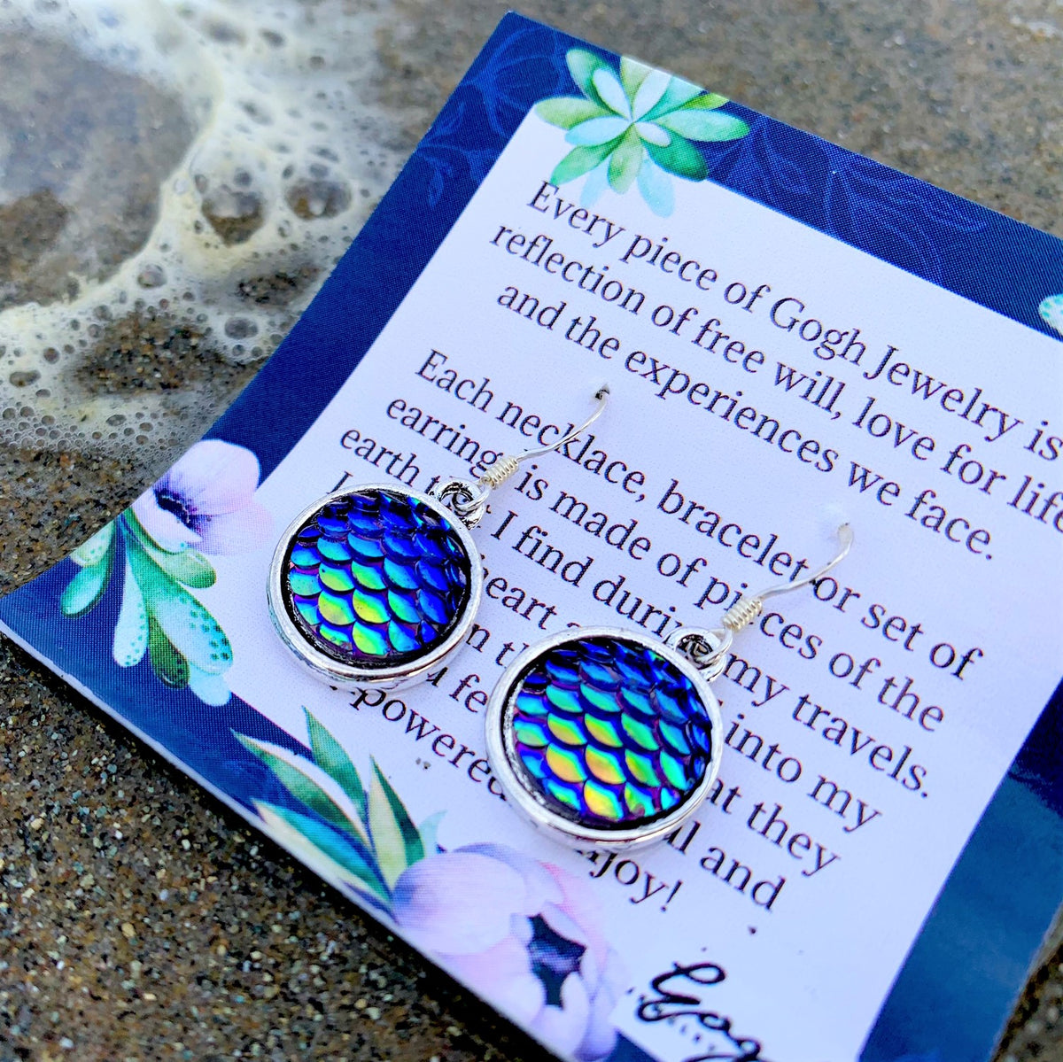 Be a Mermaid and Make Waves - Ocean Lovers Earrings with Fish Scale Druzy Cabochon