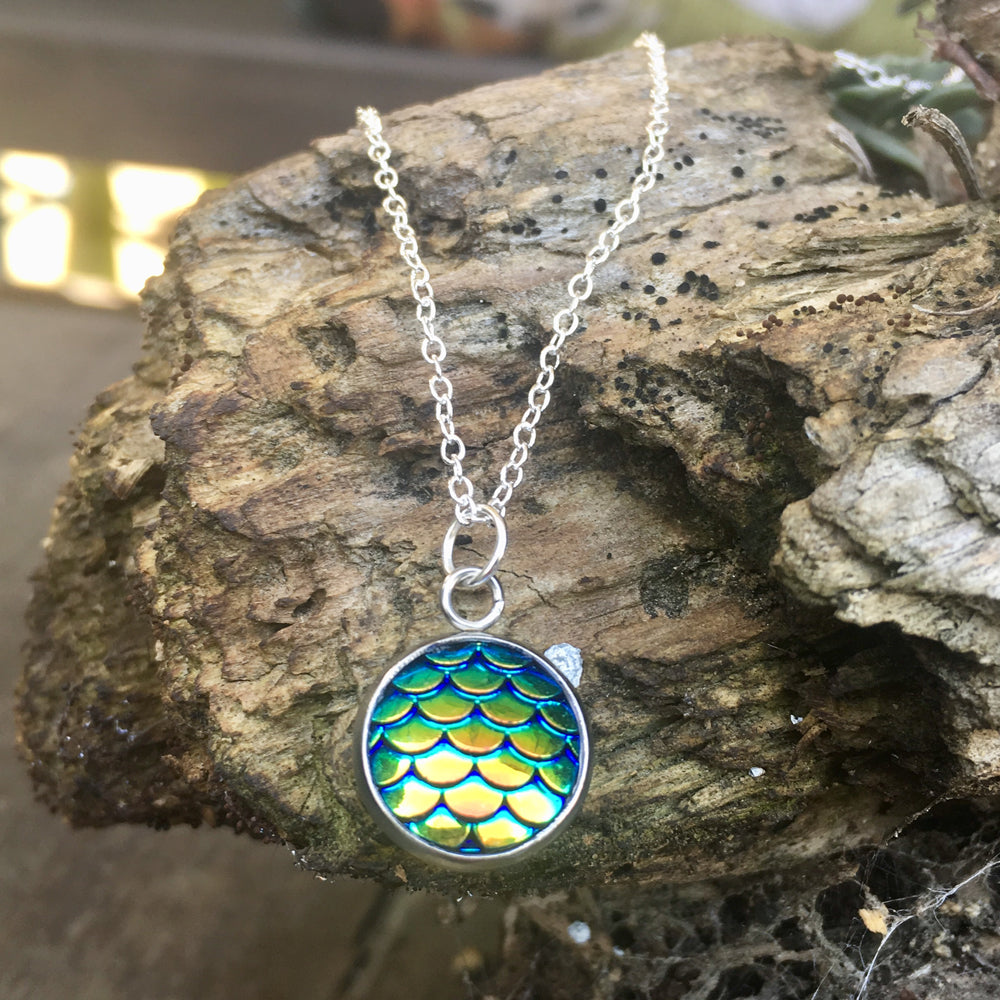 Be a Mermaid and Make Waves - Ocean Lovers Necklace with Fish Scale Druzy Cabochon
