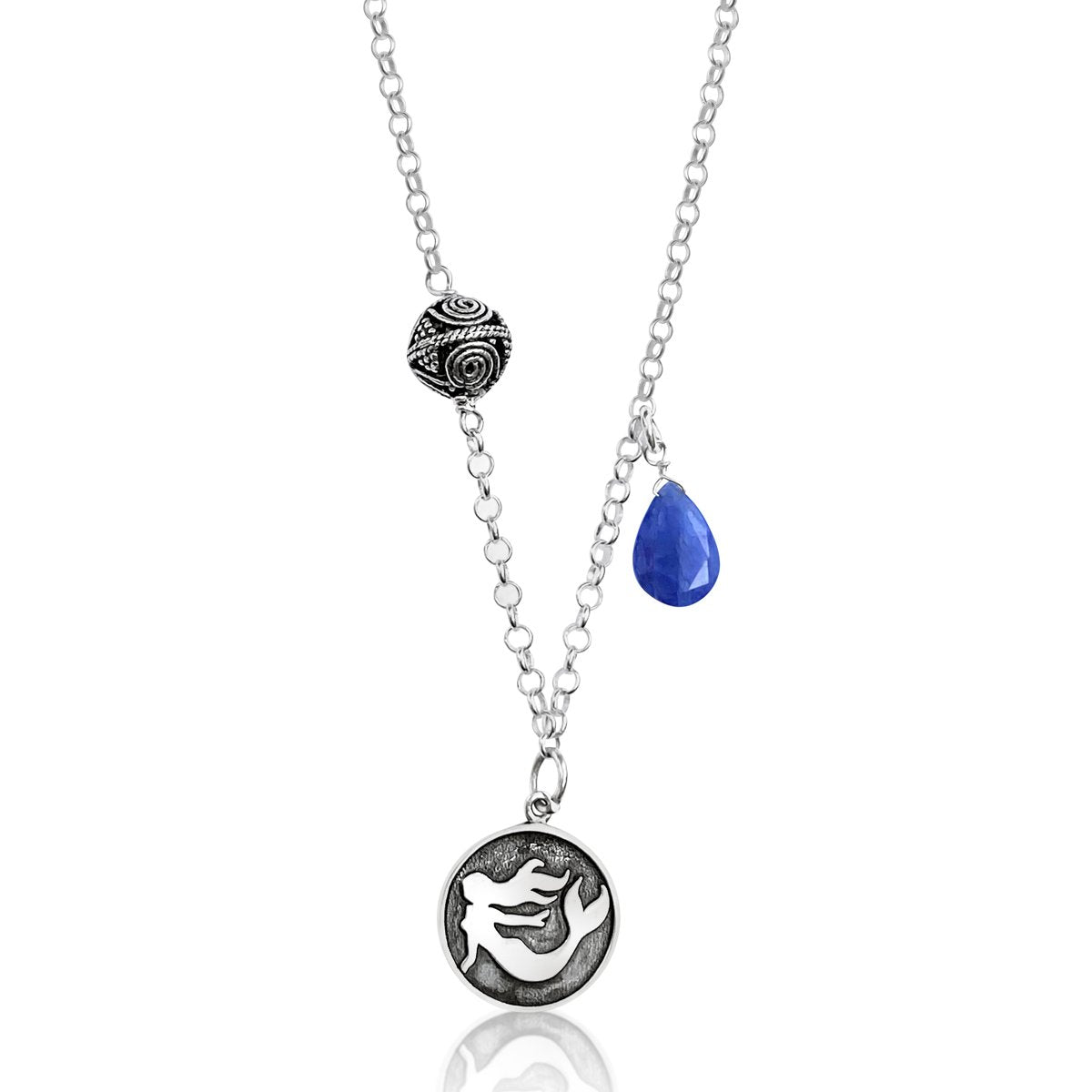 Sterling Silver Untamed Spirit Mermaid Necklace with Tanzanite