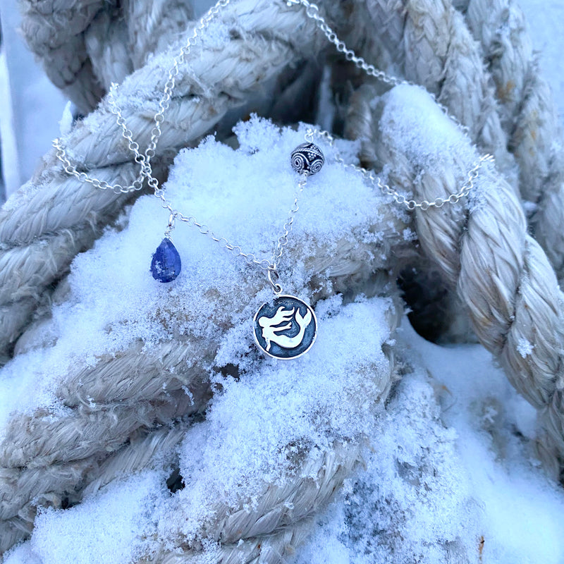 Sterling Silver Untamed Spirit Mermaid Necklace with Tanzanite
