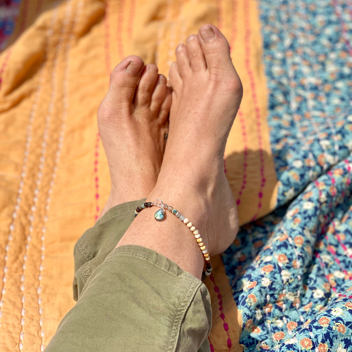 Mindfulness Chakra Anklet with Healing Stones