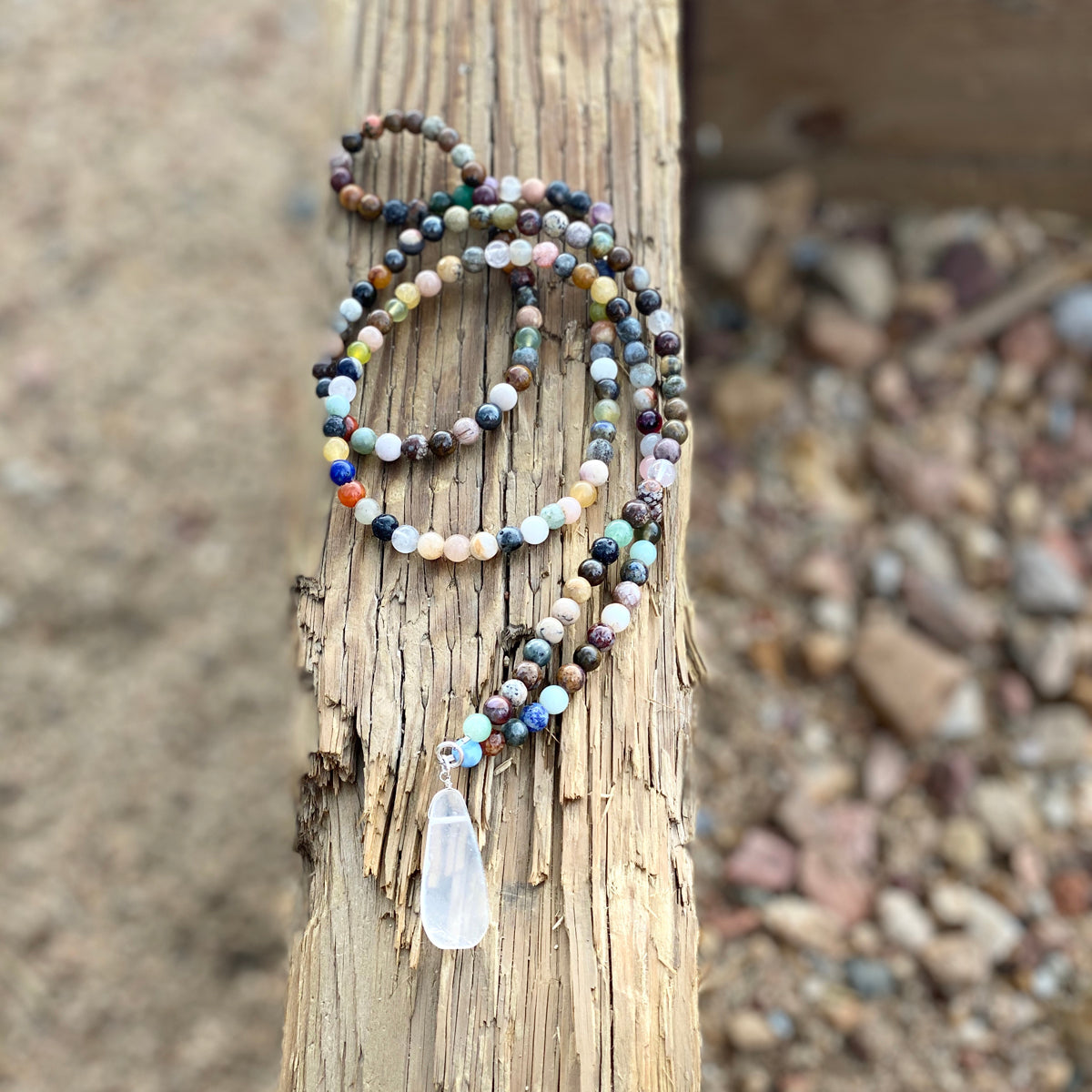 Connect with Mother Earth - Mindfulness Chakra Wrap Bracelet and Necklace Set with Healing Stones