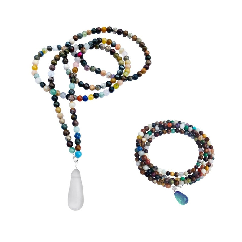 The Ultimate jewelry to Connect with Mother Earth - Mindfulness Chakra Wrap Bracelet and Necklace Set with Healing Stones.