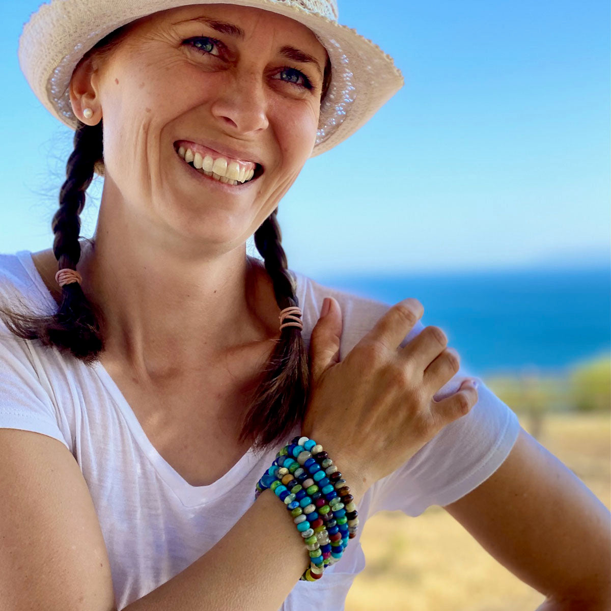 Mindfulness Bracelet with a Mix of Semi Precious Chakra Healing Stones