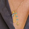 Aquamarine Namaste Yoga Necklace with Ohm